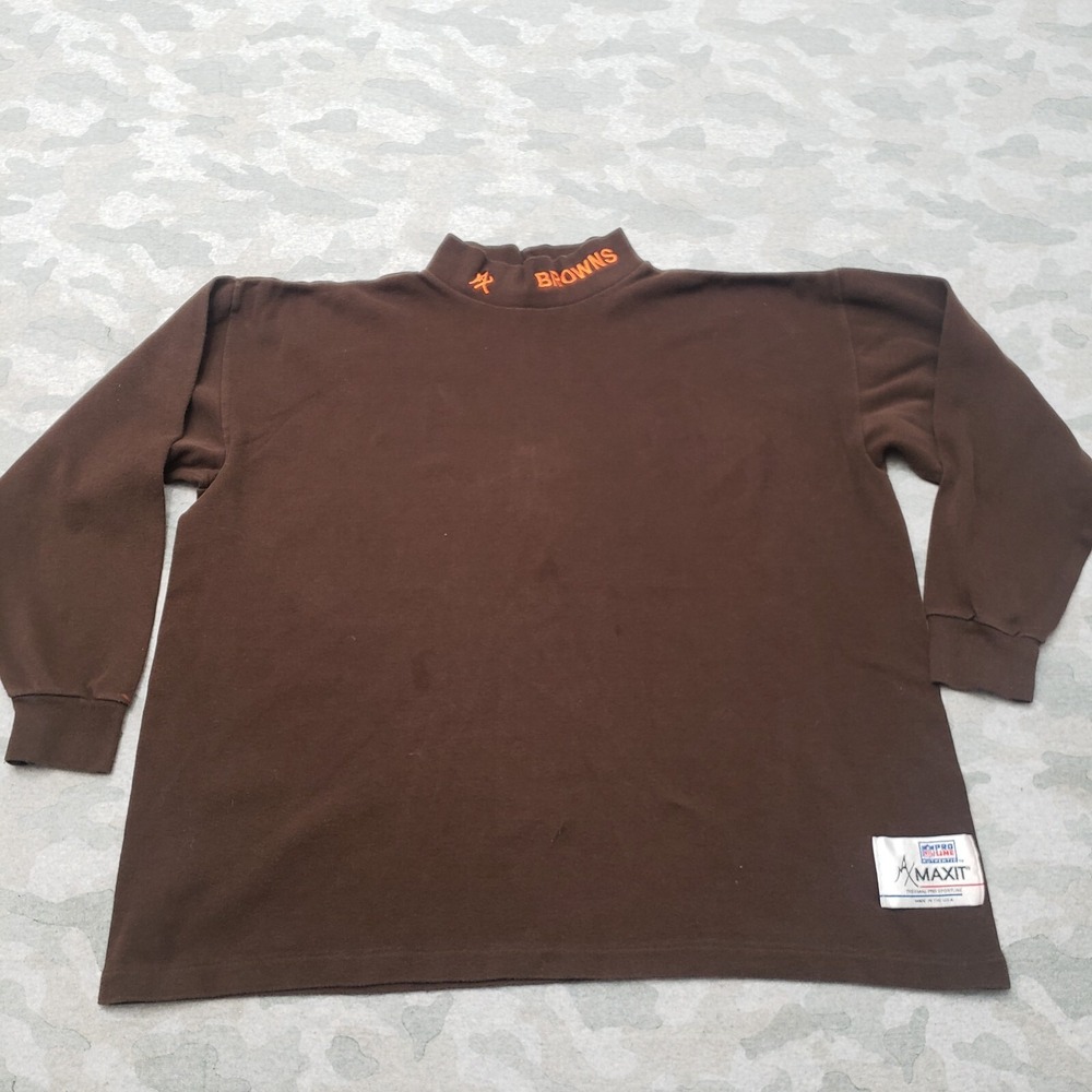 Vintage Clevland Browns Sweatshirt Men Large Brown Pullover Long Sleeve Pro Line